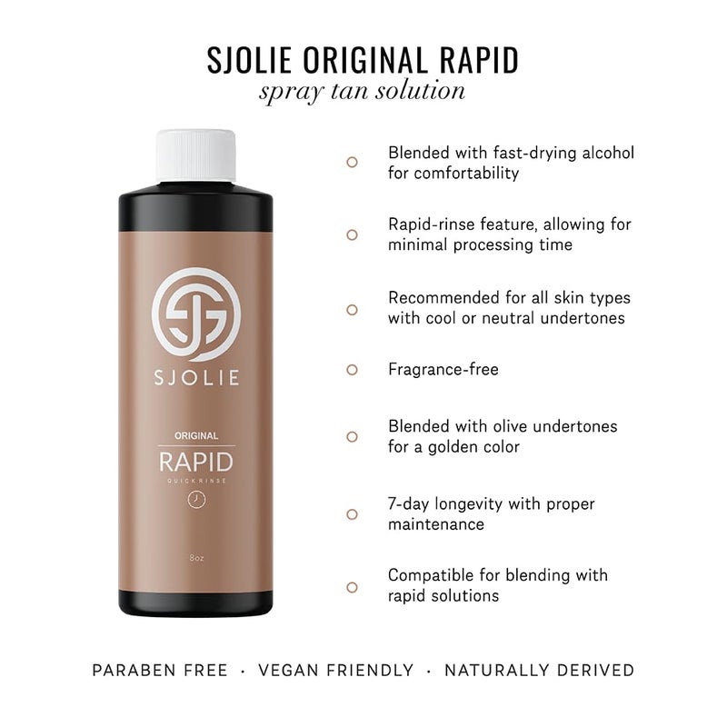 SJOLIE SUNLESS SJOLIE Rapid Spray Tan Solution - Ultra One Hour Express Tan - Olive Base | Sunless Tanner for a Fast Drying, Vegan-Friendly, Radiant Glow (8oz) - Image 2